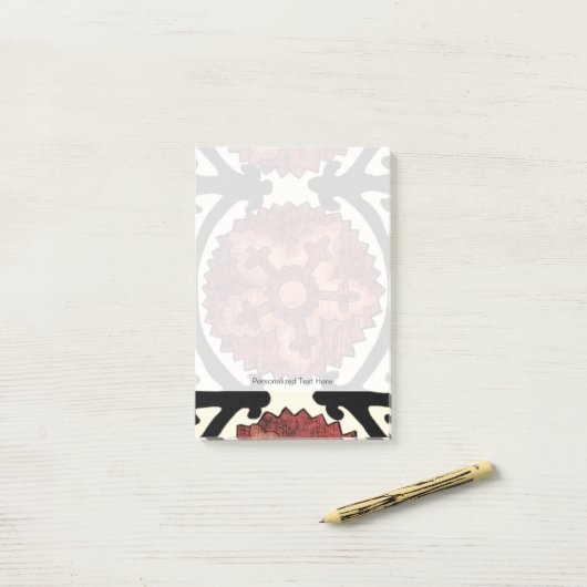 Suzani Style Decorative Floral Pattern Post-it® Notes (Op bureau)