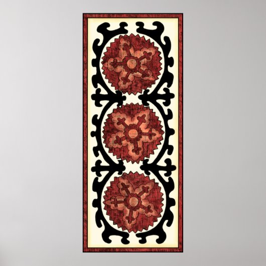 Suzani Style Decorative Floral Pattern Poster (Voorkant)