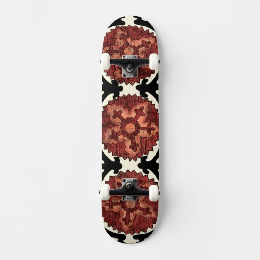 Suzani Style Decorative Floral Pattern Skateboard (Voorkant)