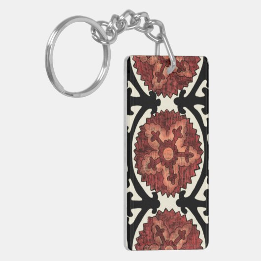 Suzani Style Decorative Floral Pattern Sleutelhanger (Voorkant Links)