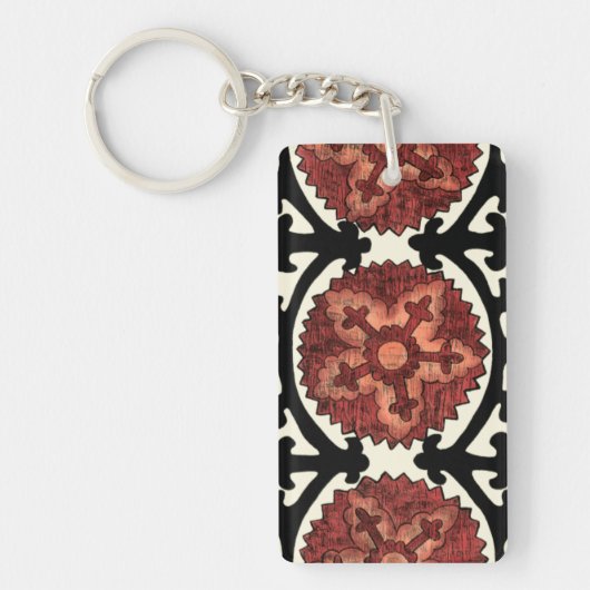 Suzani Style Decorative Floral Pattern Sleutelhanger (Voorkant)