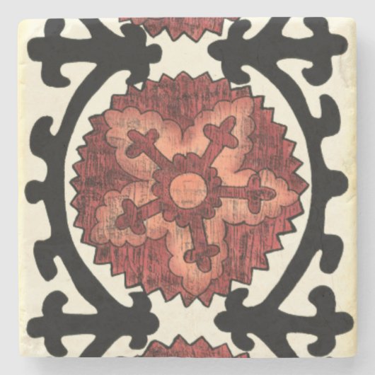 Suzani Style Decorative Floral Pattern Stenen Onderzetter (Voorkant)