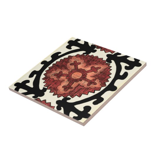 Suzani Style Decorative Floral Pattern Tegeltje (Zijkant)