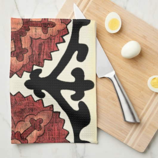 Suzani Style Decorative Floral Pattern Theedoek (Quarter Fold)