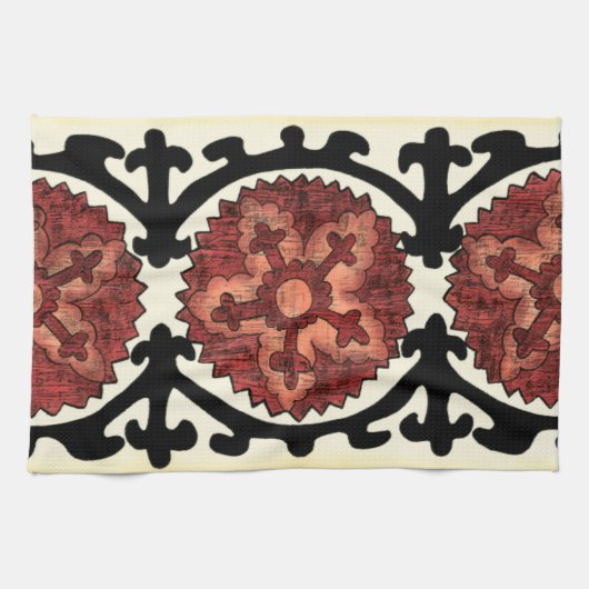 Suzani Style Decorative Floral Pattern Theedoek (Horizontaal)