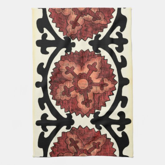 Suzani Style Decorative Floral Pattern Theedoek (Verticaal)