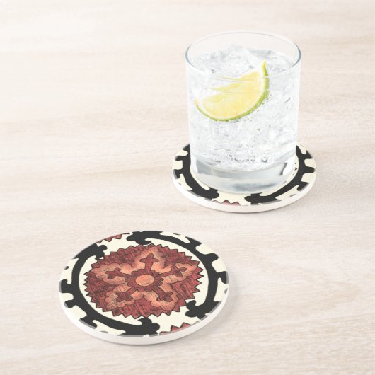 Suzani Style Decorative Floral Pattern Zandsteen Onderzetter (Zijkant)