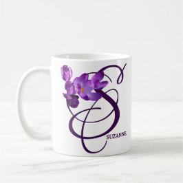  Suzanne naam paarse bloemen monogram Koffiemok