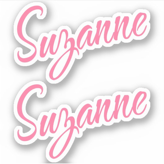 Suzanne naam roze cursief lettertype x2 sticker (Voorkant)