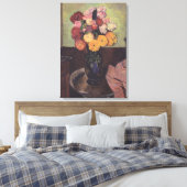 Suzanne Valadon Flower Vase op een ronde tafel Canvas Afdruk (Insitu (Slaapkamer))