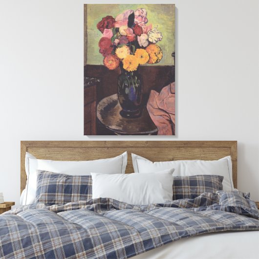 Suzanne Valadon Flower Vase op een ronde tafel Canvas Afdruk (Insitu (Slaapkamer))
