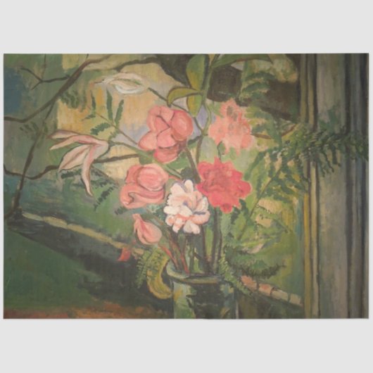 Suzanne Valadon Flowers voor een Venster Tissuepapier (Voorkant)