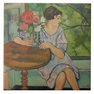 Suzanne Valadon Young Girl voor een raam Tegeltje