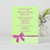 Suzette Bat Mitzvah Uitnodiging Roze Limoen Stippe (Staand voorkant)