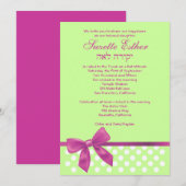 Suzette Bat Mitzvah Uitnodiging Roze Limoen Stippe (Voorkant / Achterkant)