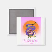 Suzhou China Draak reisposter Magneet (Voorkant / Achterkant)