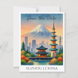 Suzhou China Waterverf Save the Date Briefkaart