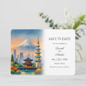 Suzhou, Chinees Reisthema Save the Date Kaart (Staand voorkant)