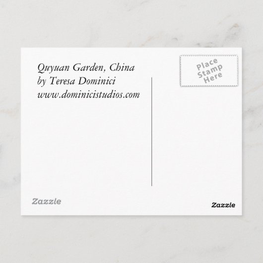 Suzhou Gardens, Briefkaart (Achterkant)