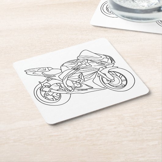 Suzuki GSX-R Line art Kartonnen Onderzetters (Schuin)