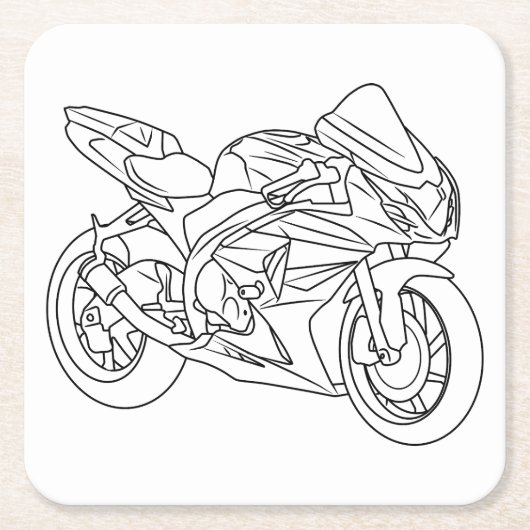 Suzuki GSX-R Line art Kartonnen Onderzetters (Voorkant)