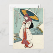 Suzuki Harunobu - Wintersneeuwbloemen Briefkaart (Voorkant / Achterkant)