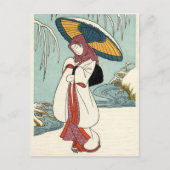 Suzuki Harunobu - Wintersneeuwbloemen Briefkaart (Voorkant)
