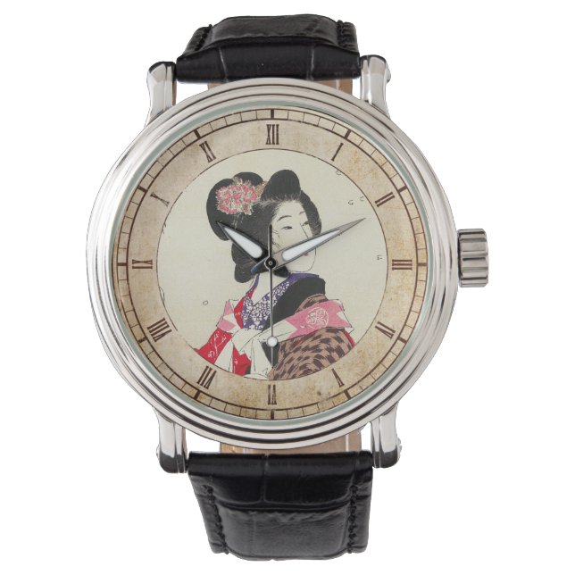 Suzuki Kason Sakura japanse vrouw lady art Horloge (Voorkant)