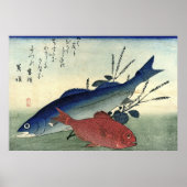 Suzuki & Kimmedai: Japanse visafdruk van Hiroshige Poster (Voorkant)