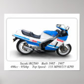 Suzuki RG500 "Gamma" Classic Motorcycle - A3 Print (Voorkant)
