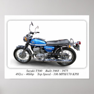 Suzuki T500 - Klassieke motorfiets - Afdrukgrootte Poster