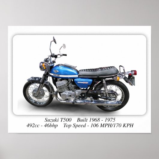 Suzuki T500 - Klassieke motorfiets - Afdrukgrootte Poster (Voorkant)
