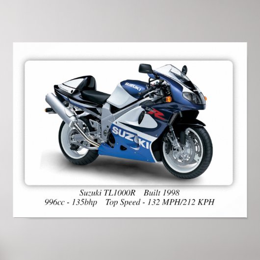 Suzuki TL1000R 1998 motorfiets - A3 Poster (Voorkant)
