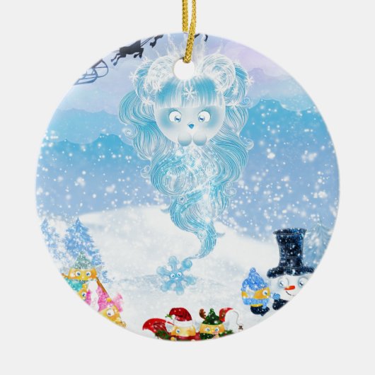 Suzy Snowflake komt naar de stad! Keramisch Ornament (Voorkant)