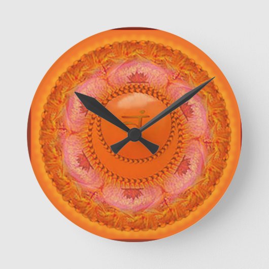 Svādhishthāna Chakra Clock Oranje Ronde Klok (Voorkant)
