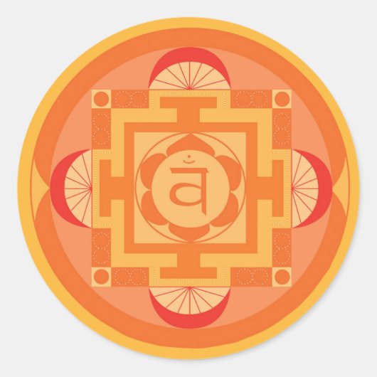 Svādhisthāna Chakra Mandala Ronde Sticker (Voorkant)
