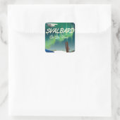 Svalbard Noorwegen Noorderlicht reisposter Vierkante Sticker (Tas)