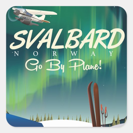 Svalbard Noorwegen Noorderlicht reisposter Vierkante Sticker (Voorkant)
