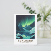 Svalbard Norway Northern Lights Travel Art Vintage Briefkaart (Staand voorkant)