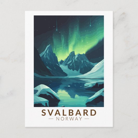 Svalbard Norway Northern Lights Travel Art Vintage Briefkaart (Voorkant)