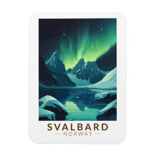 Svalbard Norway Northern Lights Travel Art Vintage Magneet
