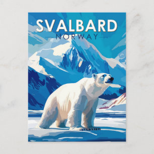 Svalbard Norway Polar Beer Travel Art Vintage Briefkaart