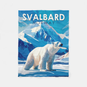 Svalbard Norway Polar Beer Travel Art Vintage Fleece Deken