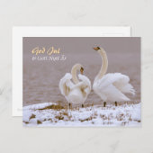 Svanpar i nysnö CC0804 Julhälsning Briefkaart (Voorkant / Achterkant)