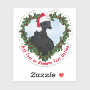 Svart Hona Chicken Wreath Kerstmis Sticker