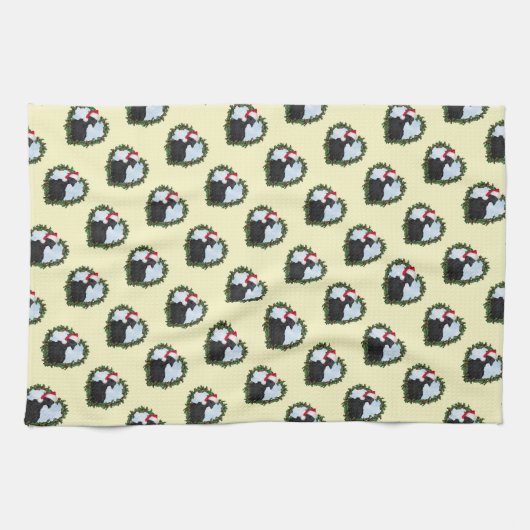 Svart Hona Zwart Kip Krans Kerstmis Theedoek (Horizontaal)