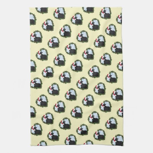 Svart Hona Zwart Kip Krans Kerstmis Theedoek (Verticaal)