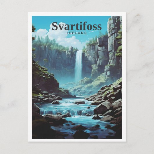 Svartifoss Iceland Art Vintage Travel Briefkaart (Voorkant)