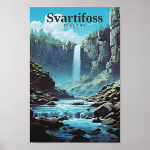 Svartifoss Iceland Art Vintage Travel Poster