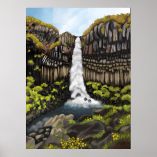Svartifoss Serenity: IJslandse waterval Wonderland Poster